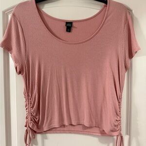 Wild Fable Pink Ruched Crop T-Shirt
